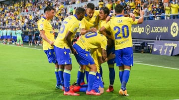 Celebración de un gol del Cádiz.