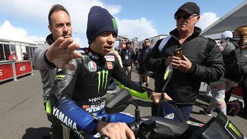 PHILLIP ISLAND, AUSTRALIA - OCTOBER 26: Valentino Rossi of Italy and rider of the #46 Yamaha Factory Racing Yamaha seen after a meeting with officials and riders to asses track conditions as strong winds hit the circuit, as qualifying is cancelled due to strong winds, at the 2019 MotoGP of Australia at Phillip Island Grand Prix Circuit on October 26, 2019 in Phillip Island, Australia. (Photo by Robert Cianflone/Getty Images)