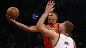 Russell Westbrook, en el Nets-Thunder.