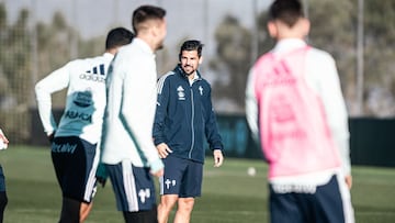 Nolito durante un entrenamiento con el Celta.