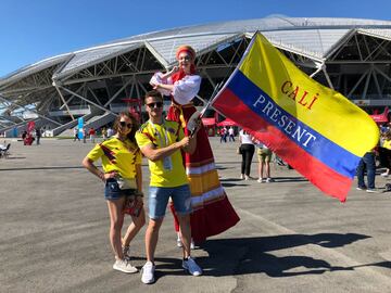 Miles de colombianos están en el Samara Arena para alentar a la Selección y empujarla a la victoria ante Senegal para asegurar su cupo en octavos de final.