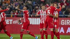 El Girona celebra un gol de Stuani.