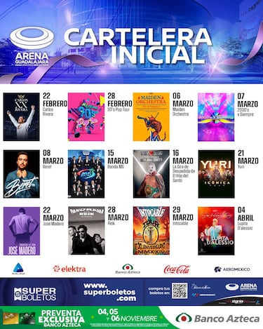 Arena Guadalajara abrirá sus puertas en 2025: consulta la cartelera de conciertos confirmados