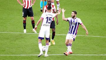 Shon Weissman of Real Valladolid celebrating a goal during the spanish league, LaLiga, football match played between Athletic Club v Real Valladolid at San Mames Stadium on April 28, 2021 in Bilbao, Spain.
 AFP7 
 28/04/2021 ONLY FOR USE IN SPAIN