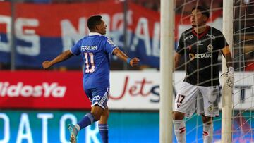 Futbol, Universidad de Chile vs Deportes La Serena.
Fecha 12, campeonato Nacional 2022.
El jugador de Universidad de Chile Cristian Palacios, derecha, celebra su gol contra Deportes La Serena durante el partido por la primera division disputado en el estadio Santa Laura.
Santiago, Chile.
07/05/2022
Jonnathan Oyarzun/Photosport
Football, Universidad de Chile vs Deportes La Serena.
12 th date, 2022 National Championship.
Universidad de Chile’s player Cristian Palacios, right, celebrates his goal against Deportes La Serena during the first division match held at Santa Laura stadium.
Santiago, Chile.
07/05/2022
Jonnathan Oyarzun/Photosport