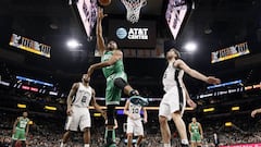 Dec 14, 2016; San Antonio, TX, USA; Boston Celtics center Al Horford (42) shoots the ball past San Antonio Spurs center Pau Gasol (16, right) during the second half at AT&amp;T Center. The Spurs won 108-101. Mandatory Credit: Soobum Im-USA TODAY Sports