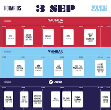 Los horarios del sábado 3 de septiembre del Vive Latino.