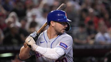 Jul 4, 2023; Phoenix, Arizona, USA; New York Mets first baseman Pete Alonso (20) bats against the Arizona Diamondbacks during the fourth inning at Chase Field. Mandatory Credit: Joe Camporeale-USA TODAY Sports