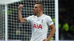 LONDON, ENGLAND - SEPTEMBER 30: Giovani Lo Celso of Tottenham Hotspur celebrates after scoring their sides second goal during the UEFA Europa Conference League group G match between Tottenham Hotspur and NS Mura at Tottenham Hotspur Stadium on September 30, 2021 in London, England. (Photo by Clive Rose/Getty Images)