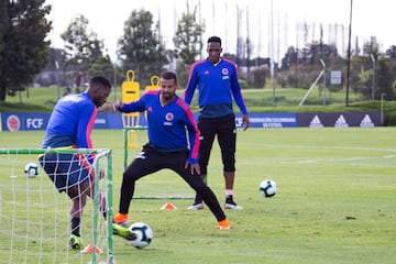 Jefferson Lerma, Yerry Mina y Edwin Cardona trabajaron en la sede deportiva de la Federación Colombiana de Fútbol con Carlos Queiroz y los profesores Hugo Pereira y Océano Cruz en la primera práctica de cara a la Copa América. 