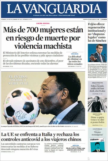 Tributes to Pelé on the front pages of the world