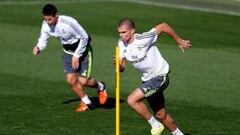 James, Benzema, Pepe y Arbeloa se entrenaron con el grupo