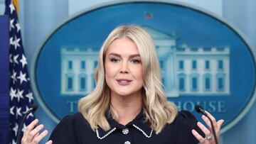 White House Press Secretary Karoline Leavitt speaks to reporters during a briefing in Washington, D.C., U.S., August 12, 2025. REUTERS/Kevin Lamarque