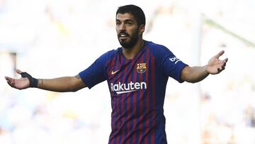 El delantero uruguayo del Barcelona, Luis Su&aacute;rez, durante un partido.