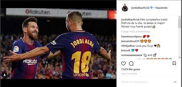 Jordi Alba "desea lo mejor" al delantero argentino en su Instagram.