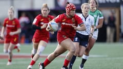 La jugadoras de la selecci&oacute;n espa&ntilde;ola de rugby seven femenino, durante un partido en el torneo de Langford en las Series Mundiales de Seven.