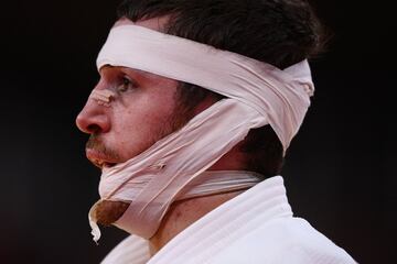 El judoca español Alberto Gaitero ha caído en primera ronda frente al ucraniano Heorhi Zantaraia en una pelea muy dura, en la que el español acabó con casi toda la cara vendada.