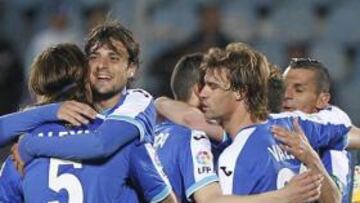 <b>ALEGRÍA FINAL. </b>Alexis, Míchel, Valera y Casquero, al ganar a la Real.