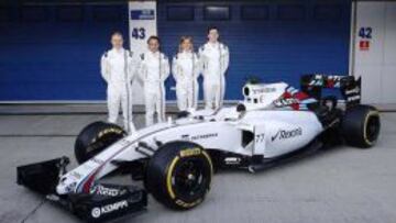Los pilotos, titulares y reservas, junto al nuevo Williams.