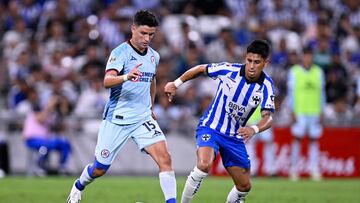 <br><br>
(I-D), Jose Rivero de Cruz Azul y Maximiliano Meza de Monterrey durante el partido Monterrey vs Cruz Azul, correspondiente a la Jornada 06 del Torneo Apertura 2023 de la Liga BBVA MX, en el Estadio BBVA Bancomer, el 27 de Agosto