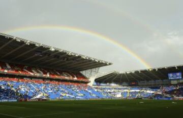 Panorámica antes del comienzo del partido de Supercopa de Europa entre el Real Madrid y el Sevilla en el estadio de Cardiff