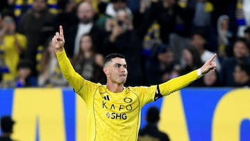 FILE PHOTO: Soccer Football - Saudi Pro League - Al Nassr v Al Okhdood - Al Awwal Park, Riyadh, Saudi Arabia - December 27, 2025 Al Nassr's Cristiano Ronaldo celebrates scoring their third goal before it is disallowed after a VAR review REUTERS/Stringer/File Photo