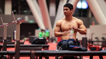 TOKYO, JAPAN - AUGUST 22: Jorge Carinao of Chile trains ahead of the Tokyo 2020 Paralympic Games at Tokyo International Forum on August 22, 2021 in Tokyo, Japan. (Photo by Carmen Mandato/Getty Images)