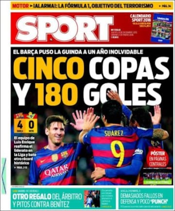 Las últimas portadas de la prensa deportiva del 2015