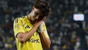 Soccer Football - Saudi Pro League - Al Nassr v Al Khaleej - Al Awwal Park, Riyadh, Saudi Arabia - November 23, 2025 Al Nassr's Joao Felix celebrates scoring their first goal REUTERS/Hamad I Mohammed