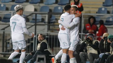 Futbol, O’higgins vs Universidad de Chile
Fecha 20 Campeonato Nacional 2024.
El jugador de Universidad de Chile Leandro Fernandez, izquierda centro derecha, celebra su gol contra O’higgins durante el partido de primera division disputado en el estadio El Teniente en Rancagua, Chile.
17/8/2024
Jorge Loyola/Photosport
Football, O’higgins vs Universidad de Chile
20nd turn, 2024 National Championship
Universidad de Chile’s player Leandro Fernandez, left center right, celebrates his goal against O’higgins during the first division match at the El Teniente stadium in Rancagua, Chile.
17/8/2024
Jorge Loyola/Photosport