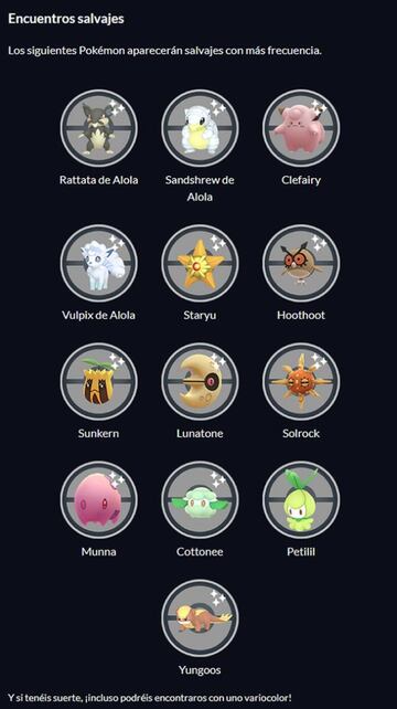 Encuentros con Pokémon Salvajes disponibles en el evento Eclipse Astral de Pokémon GO