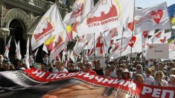 <b>MANIFESTACIÓN. </b>Ciudadados ucranios salieron a la calle para pedir un juicio justo para Yulia Timoshenko.