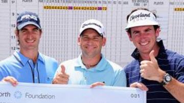 Sergio García, Gonzalo Fernández Castaño y Alejandro Cañizares celebran los 500.00 euros para Aldeas Infantiles