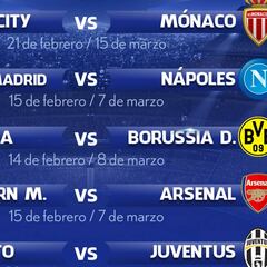 Real Madrid-Nápoles, PSG-Barça, Bayer-Atleti y Sevilla-Leicester