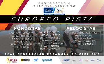 Convocatoria de la Selección Española para los Europeos de pista de Apeldoorn.