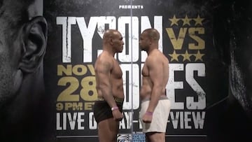 Va a ser histórico: así fue el pesaje de Mike Tyson y Roy Jones en la previa al combate