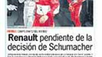 <b>AS LO ANUNCIÓ. </b>Nuestro periódico lo contó el miércoles de la semana pasada. Renault esperaría a la decisión de Michael para ver si podía conseguir a Kimi. Heikki Kovalainen era el recambio.