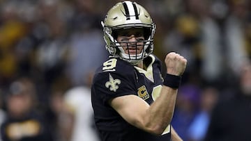 NEW ORLEANS, LOUISIANA - DECEMBER 23: Drew Brees #9 of the New Orleans Saints celebrates during the first half against the Pittsburg Steelers at the Mercedes-Benz Superdome on December 23, 2018 in New Orleans, Louisiana.   Chris Graythen/Getty Images/AFP
