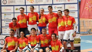 Imagen de los campeones de Espa&ntilde;a en las diferentes modalidades tras la disputa de los Canpeonatos Nacionales de Ciclismo en Pista celebrados este fin de semana en el Vel&oacute;dromo Luis Puig de Valencia.