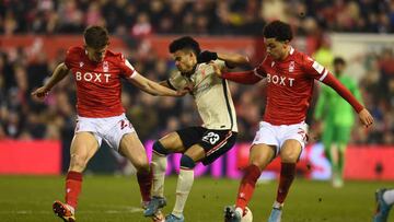 Luis Díaz durante el partido entre Nottingham Forest y Liverpool por FA Cup.