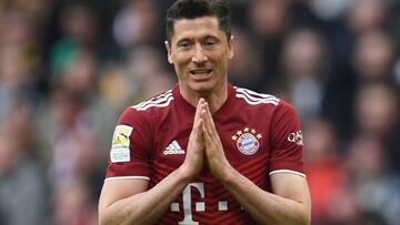 Lewandowski, en el Allianz Arena, en el partido ante el Borussia Dortmund.