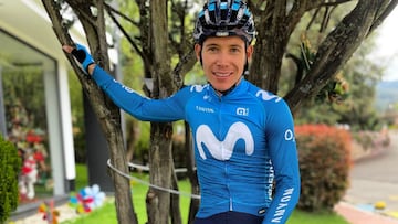 El ciclista colombiano del Movistar Team Miguel &Aacute;ngel &#039;Superman&#039; L&oacute;pez.