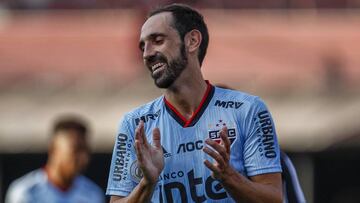 Juanfran, en el partido de ayer con el Sao Paulo. 