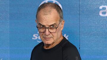 Soccer Football - Marcelo Bielsa presented as new Uruguay coach - Estadio Centenario, Montevideo, Uruguay - May 17, 2023 New Uruguay coach Marcelo Bielsa during press conference REUTERS/Mariana Greif