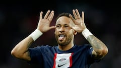 Neymar celebrates a goal with PSG.