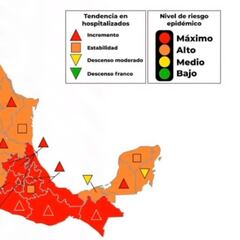 Mapa de México del semáforo epidemiológico del 15 al 21 de junio