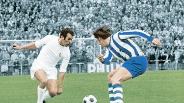AMANCIO FUTBOLISTA DEL REAL MADRID EN UN PARTIDO CONTRA LA REAL SOCIEDAD