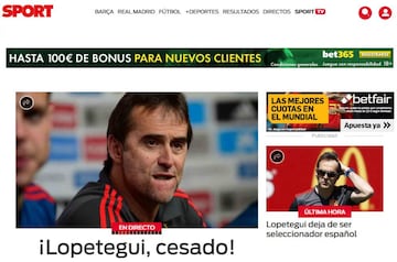 Las reacciones de la prensa tras la destitución de Lopetegui