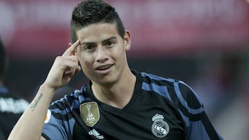 James Rodríguez, tras marcar un gol.