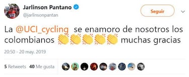 Jarlinson Pantano, sancionado por EPO, ironiza: "La UCI se enamoró de los colombianos"